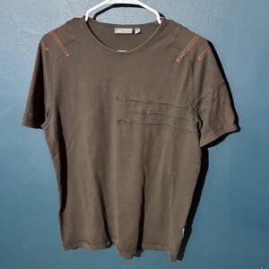 Mexx Dark Gray T-Shirt with Orange Embroidered Stitching